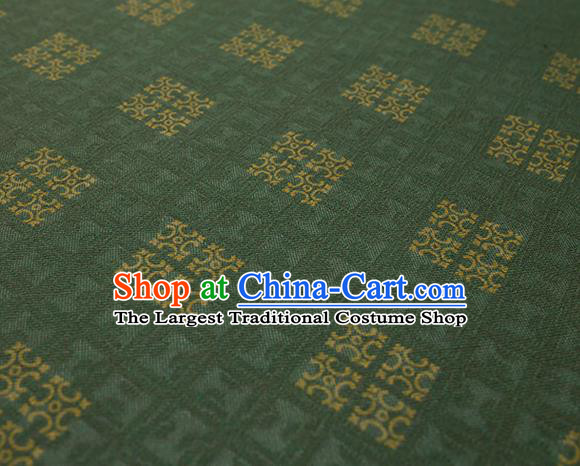 Traditional Chinese Classical Square Pattern Green Silk Fabric Ancient Hanfu Dress Silk Cloth