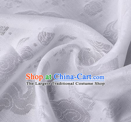 Traditional Chinese Classical Auspicious Cloud Pattern Design White Silk Fabric Ancient Hanfu Dress Silk Cloth