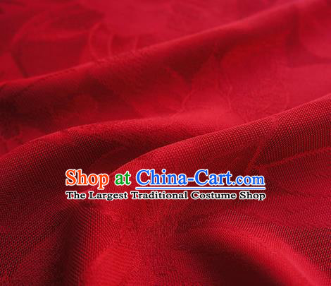 Traditional Chinese Classical Lily Flowers Pattern Design Red Silk Fabric Ancient Hanfu Dress Silk Cloth