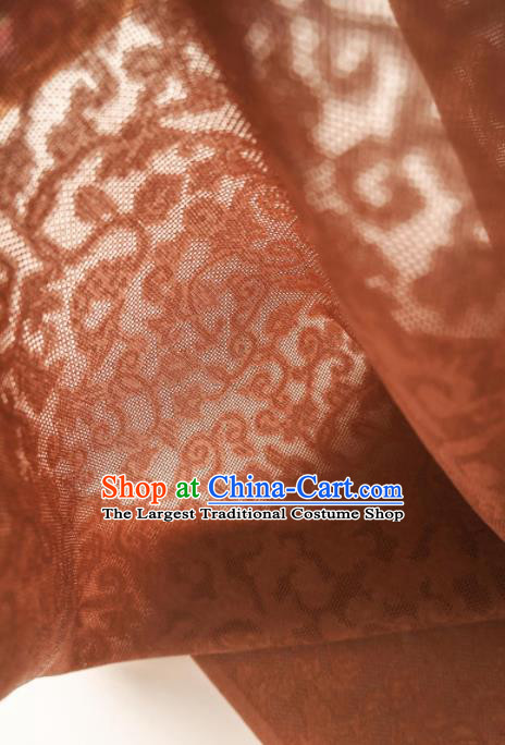 Traditional Chinese Classical Crpress Vine Pattern Design Brown Silk Fabric Ancient Hanfu Dress Silk Cloth