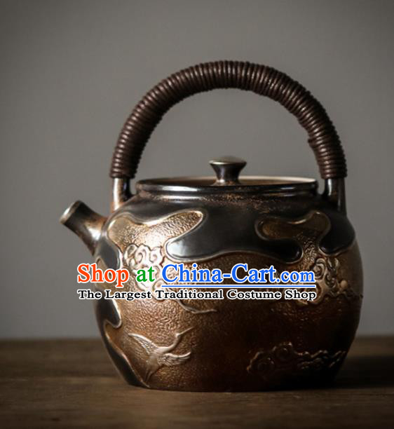 Traditional Chinese Handmade Kung Fu Zisha Teapot Brown Enameled Clay Pottery Teapot