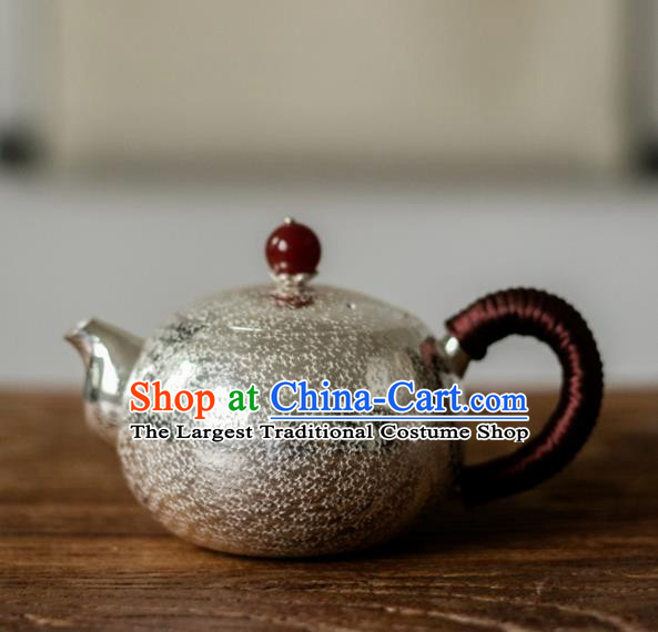 Traditional Chinese Handmade Kung Fu Teapot Silver Agate Tea Kettle