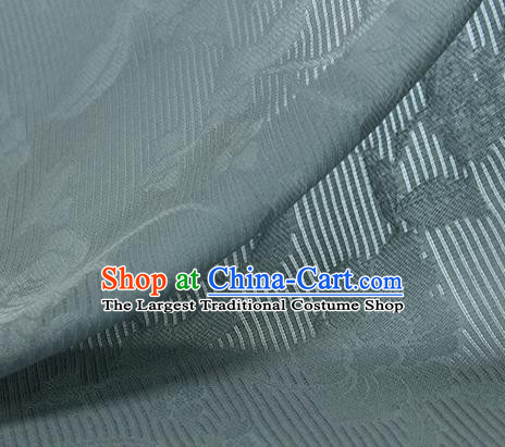 Traditional Chinese Classical Flowers Pattern Grey Blue Silk Fabric Ancient Hanfu Silk Cloth