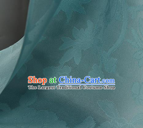 Traditional Chinese Classical Autumn Flowers Pattern Blue Silk Fabric Ancient Hanfu Dress Silk Cloth