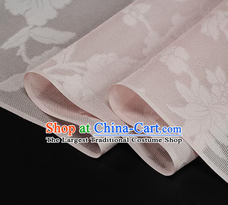 Traditional Chinese Classical Autumn Flowers Pattern Pink Silk Fabric Ancient Hanfu Dress Silk Cloth