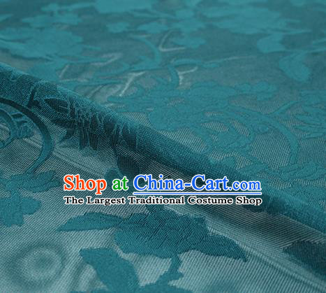 Traditional Chinese Classical Autumn Flowers Pattern Peacock Green Silk Fabric Ancient Hanfu Dress Silk Cloth