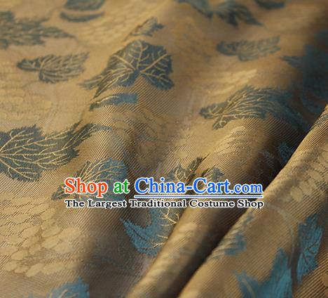 Traditional Chinese Classical Twine Grape Pattern Brown Silk Fabric Ancient Hanfu Dress Silk Cloth