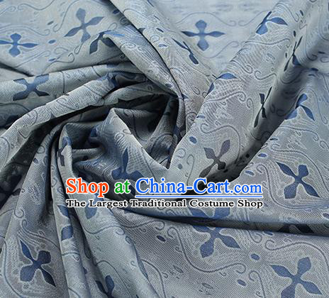 Traditional Chinese Classical Pattern Blue Silk Fabric Ancient Hanfu Dress Silk Cloth