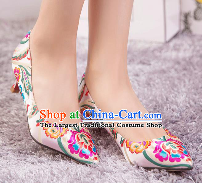 Chinese Wedding Shoes Pink Shoes Hanfu Shoes Bride High Heels Shoes for Women