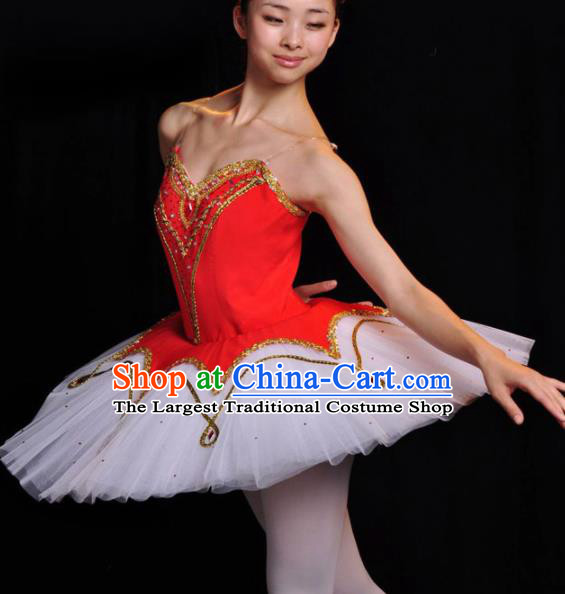 Professional Ballet Dance Costume Ballroom Dance Stage Show Red Dress for Women