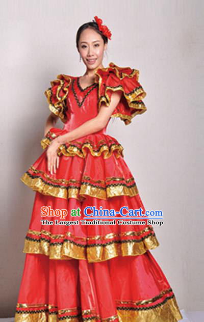 Professional Modern Dance Chorus Costume Opening Dance Stage Show Red Dress for Women