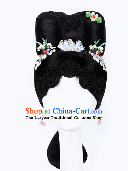 Chinese Traditional Qing Dynasty Princess Wigs and Hairpins Ancient Imperial Concubine Hair Accessories for Women