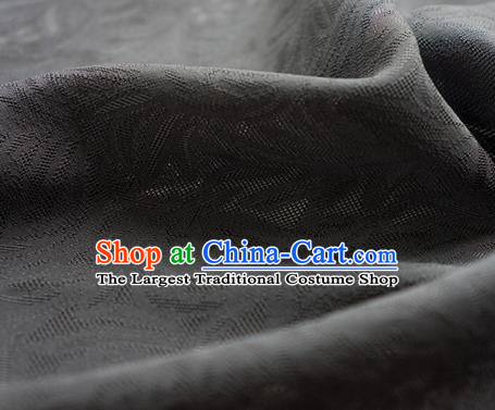 Traditional Chinese Classical Rohdea Pattern Design Deep Grey Silk Fabric Ancient Hanfu Dress Silk Cloth