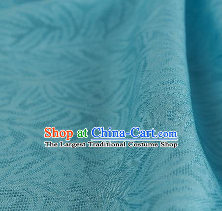 Traditional Chinese Classical Rohdea Pattern Design Light Blue Silk Fabric Ancient Hanfu Dress Silk Cloth