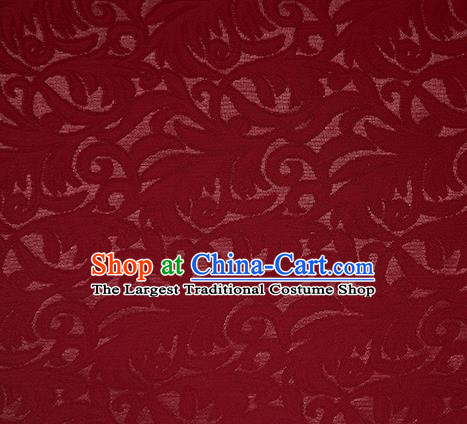 Traditional Chinese Classical Phoenix Flower Pattern Design Wine Red Silk Fabric Ancient Hanfu Dress Silk Cloth