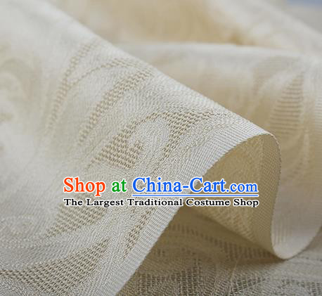 Traditional Chinese Classical Phoenix Flower Pattern Design Beige Silk Fabric Ancient Hanfu Dress Silk Cloth