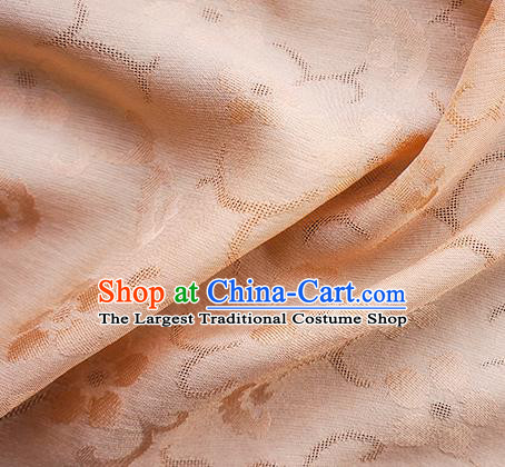 Traditional Chinese Classical Cherry Blossom Pattern Design Champagne Silk Fabric Ancient Hanfu Dress Silk Cloth