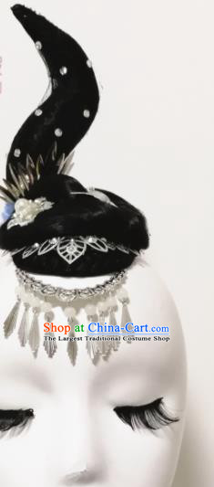 Traditional Chinese Classical Dance Memory In Water Hair Accessories Water Sleeve Dance Wig Chignon Headdress for Women