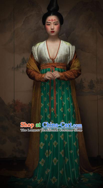 Chinese Ancient Tang Dynasty Las Meninas Silk Hanfu Dress Traditional Court Maid Replica Costume for Women