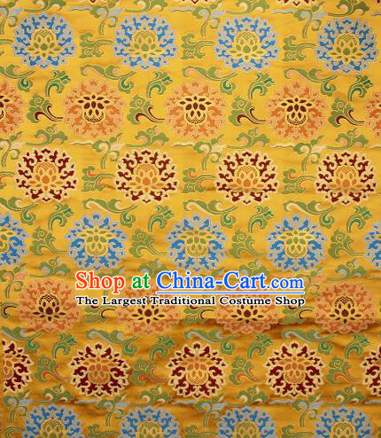 Asian Chinese Traditional Buddhism Lotus Pattern Golden Brocade Tibetan Robe Satin Fabric Silk Material