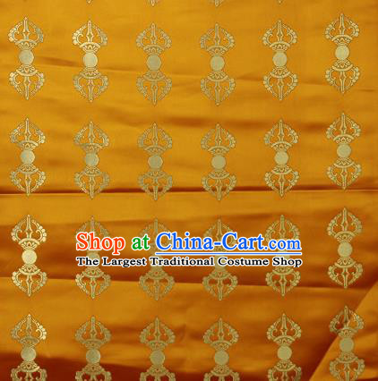 Asian Chinese Traditional Buddhism Vajra Pattern Golden Brocade Tibetan Robe Satin Fabric Silk Material