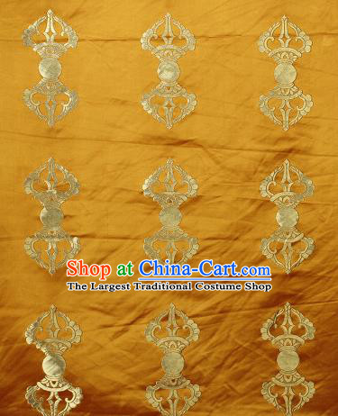 Asian Chinese Traditional Buddhism Vajra Pattern Yellow Brocade Tibetan Robe Satin Fabric Silk Material