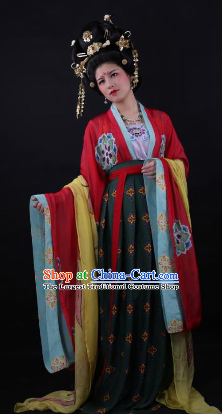 Traditional Chinese Tang Dynasty Bride Wedding Hanfu Dress Ancient Court Queen Replica Costume for Women