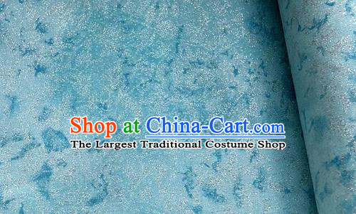 Traditional Chinese Cheongsam Classical Pattern Lake Blue Brocade Fabric Ancient Hanfu Silk Cloth