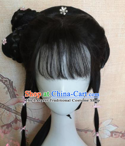 Chinese Traditional Cosplay Ming Dynasty Princess Wigs Ancient Nobility Lady Wig Sheath Hair Accessories for Women