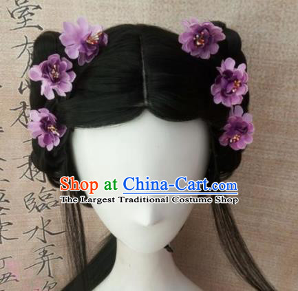 Chinese Traditional Cosplay Court Maid Wigs Ancient Maidservants Wig Sheath Hair Accessories for Women