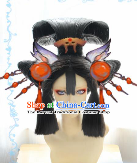 Japanese Traditional Cosplay Geisha Wigs Sheath Ancient Courtesan Wig Hair Accessories for Women