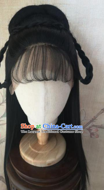 Chinese Traditional Cosplay Princess Wigs Ancient Nobility Lady Wig Sheath Hair Accessories for Women