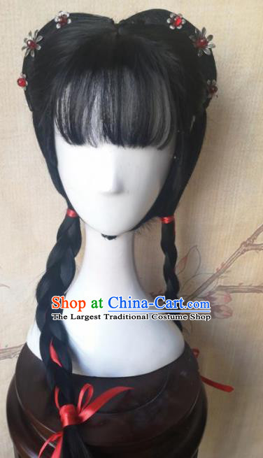 Chinese Traditional Cosplay Servant Girl Wigs Ancient  Maidservant Wig Sheath Hair Accessories for Women