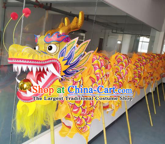 Chinese New Year Dragon Dance Competition Yellow Dragon Head Traditional Dragon Dance Prop Complete Set for Adult