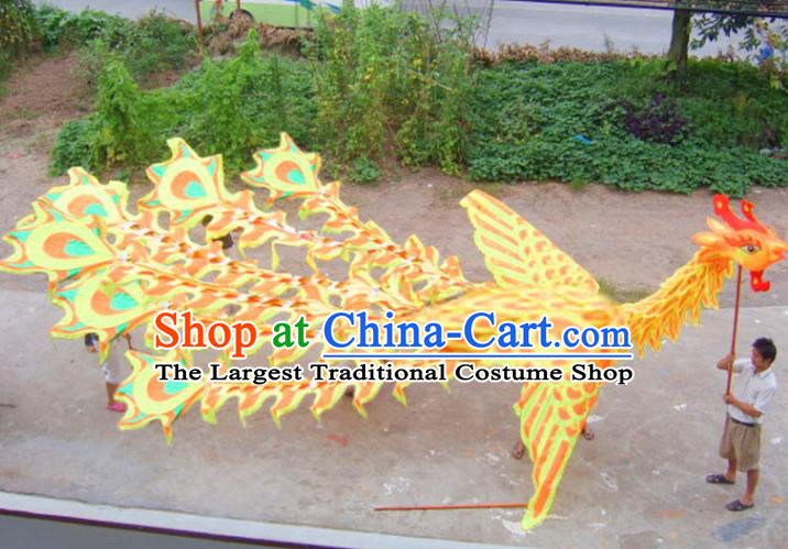 Chinese Lantern Festival Dragon Dance Competition Yellow Phoenix Head Traditional Dragon Dance Prop Complete Set for Adult