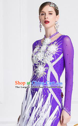 Top Grade Latin Dance Purple Dress Modern Dance International Ballroom Dance Costume for Women