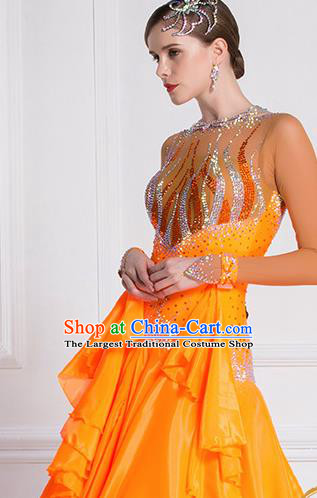 Top Grade Waltz Dance Orange Dress Ballroom Dance Modern Dance International Dance Costume for Women