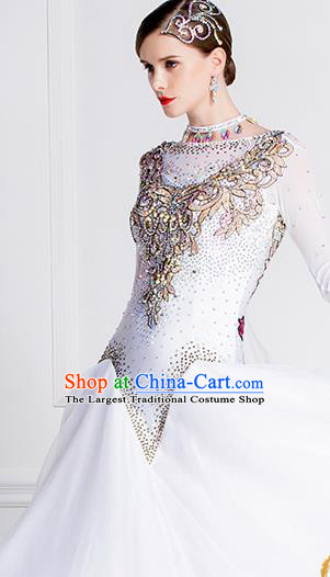 Top Grade International Waltz Dance White Dress Ballroom Dance Modern Dance Costume for Women