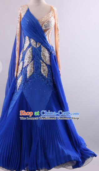 Professional Modern Dance Waltz Royalblue Dress International Ballroom Dance Competition Costume for Women