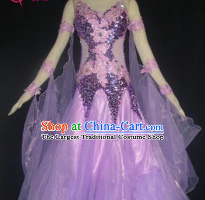 Professional Waltz Dance Lilac Dress Modern Dance Ballroom Dance International Dance Costume for Women