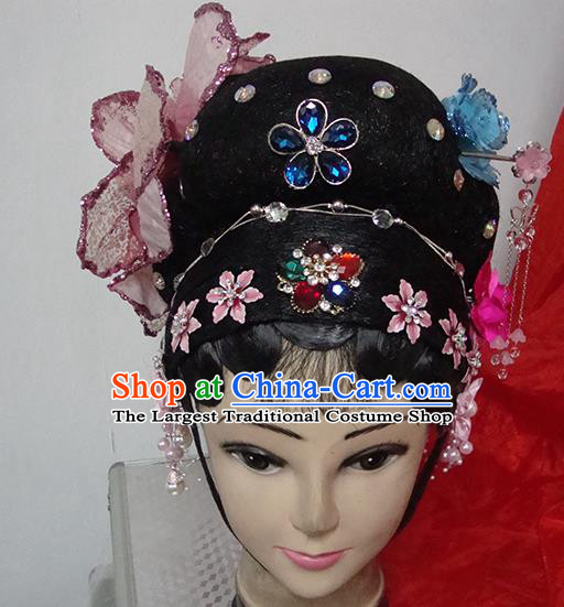 Chinese Beijing Opera Rich Lady Headgear Traditional Peking Opera Wig Sheath and Hair Accessories for Women