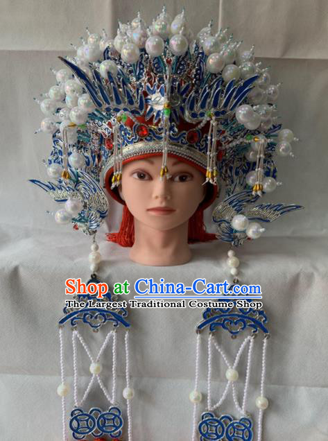 Chinese Beijing Opera Queen Red Phoenix Coronet Traditional Peking Opera Diva Hat Hair Accessories for Women