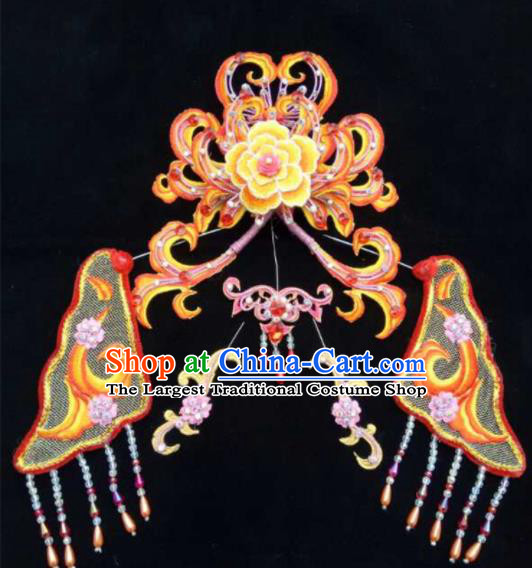 Chinese Beijing Opera Diva Orange Hair Crown Traditional Peking Opera Queen Hairpins Hair Accessories for Women