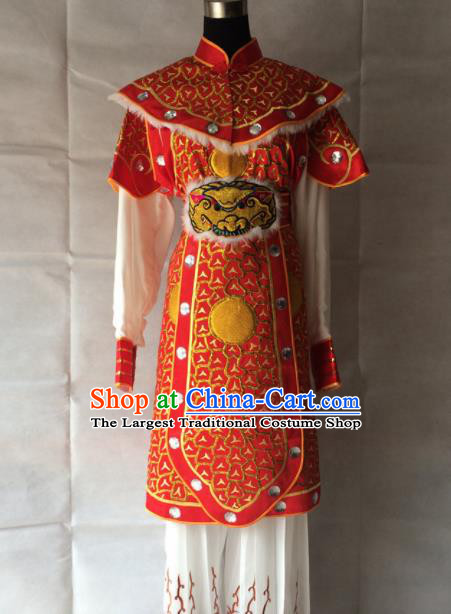 Chinese Beijing Opera Takefu Red Clothing Traditional Peking Opera Soldier Costume for Men