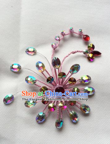 Chinese Beijing Opera Diva Pink Hair Claw Hairpins Traditional Peking Opera Hair Accessories for Women