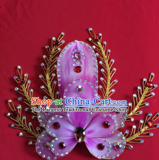 Chinese Beijing Opera Actress Purple Flower Hairpins Traditional Peking Opera Princess Hair Accessories for Women