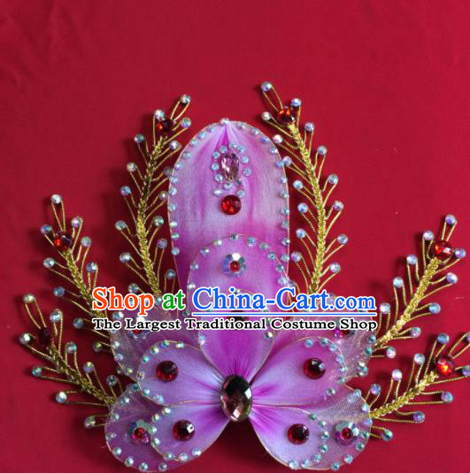 Chinese Beijing Opera Actress Purple Flower Hairpins Traditional Peking Opera Princess Hair Accessories for Women