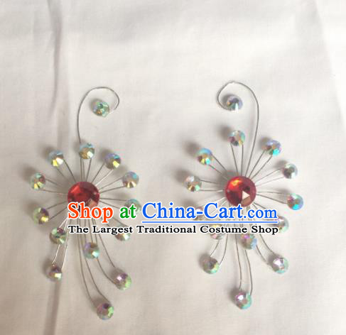 Chinese Beijing Opera Diva Crystal Hair Claw Hairpins Traditional Peking Opera Hair Accessories for Women