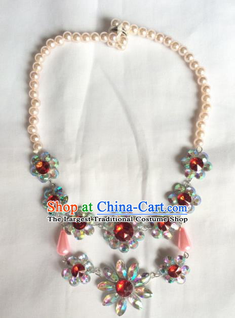 Chinese Beijing Opera Princess Red Crystal Necklace Traditional Peking Opera Diva Necklet Accessories for Women