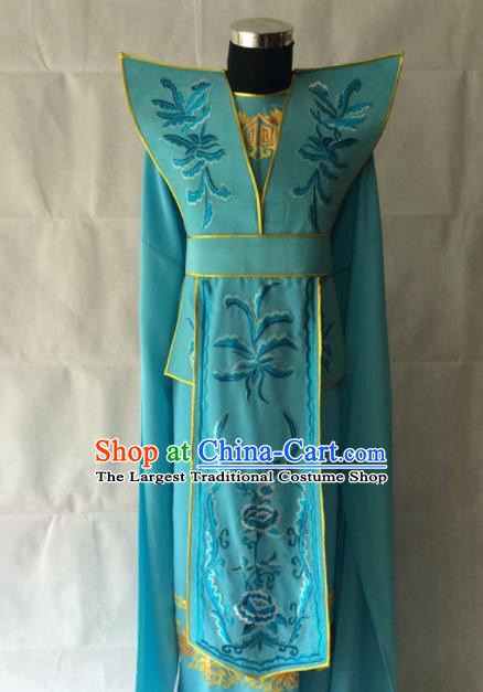 Chinese Beijing Opera Takefu Blue Clothing Traditional Peking Opera Prince Costume for Men